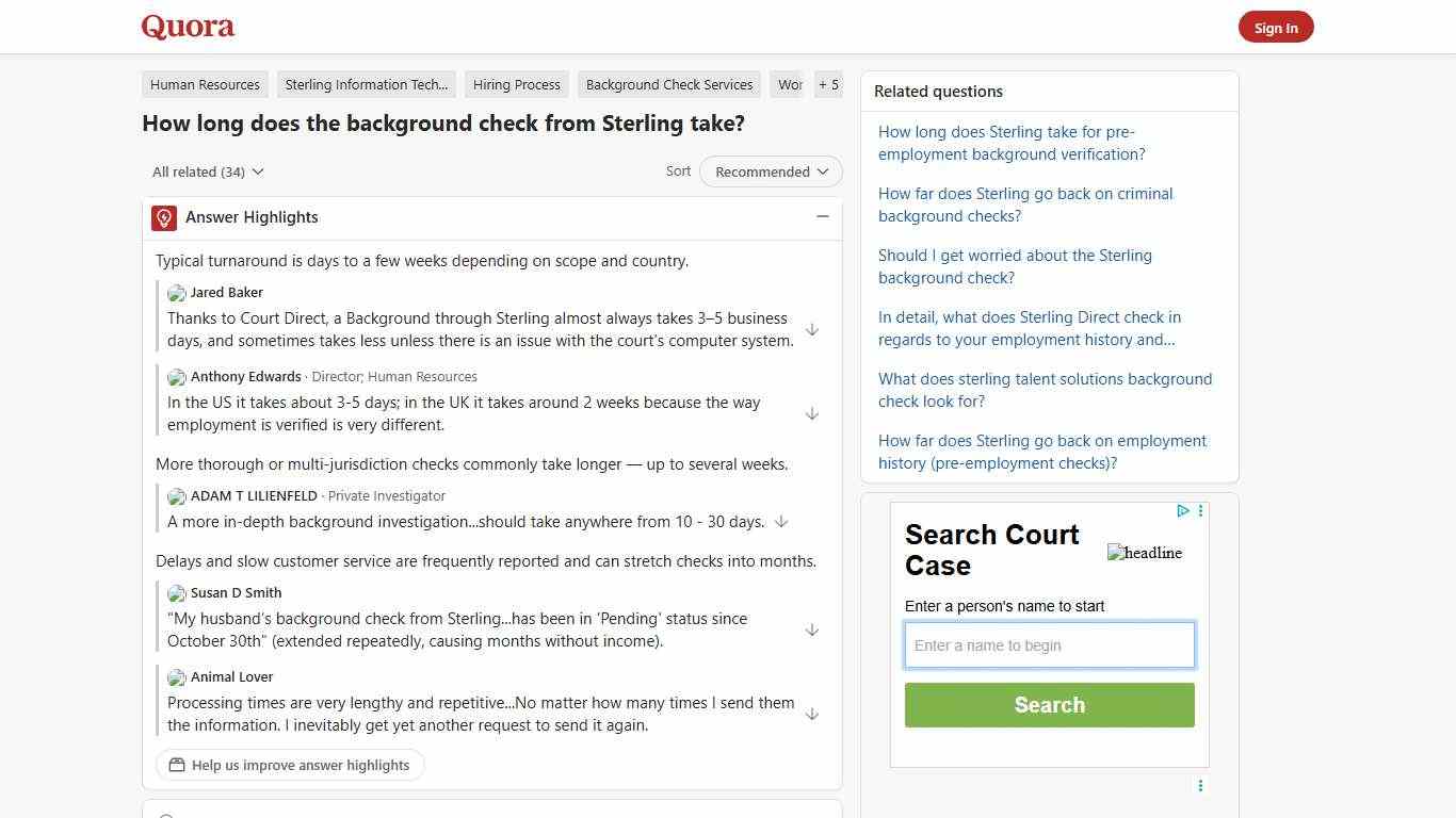 How long does the background check from Sterling take? - Quora